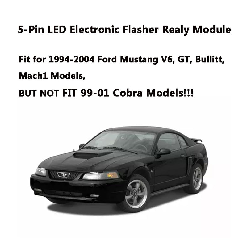 EP27 LED Flasher Relay 5 Pin Fit for 1994-2004 Ford Mustang V6, GT, Bullitt, Mach1 | 2005-2007 Ford Five Hundred | LED Electronic Turn Signal & Hazard Warn Realy, Stop Hyper Flash, EP27 Flasher Relay