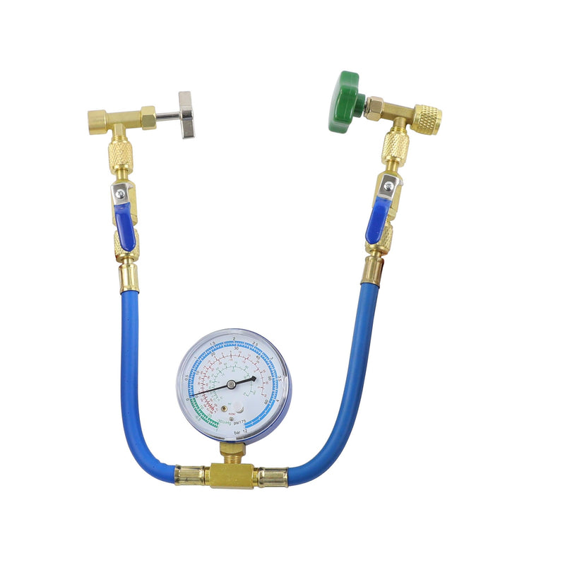 R290 and R600A Charging Hose and Gauge Set with Can Tap and Shut Off Valves 2*Can Taps+2*Shut Off Valves