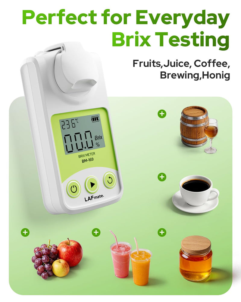 Digital Brix Refractometer 0-95% LAFMATE Brix Mater for Honey Maple Syrup, Sugar Refractometer with ATC for Winemaking Homebrewing 0-95%