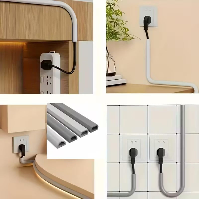 Self-Adhesive Cable Protector, 78.74/39.37 Inch Invisible Wire Guard, Anti-Step Soft Cable Sleeve, Designed for Cables on Wall and Floor Cable Channels (39.37 Inch) 39.37 Inch