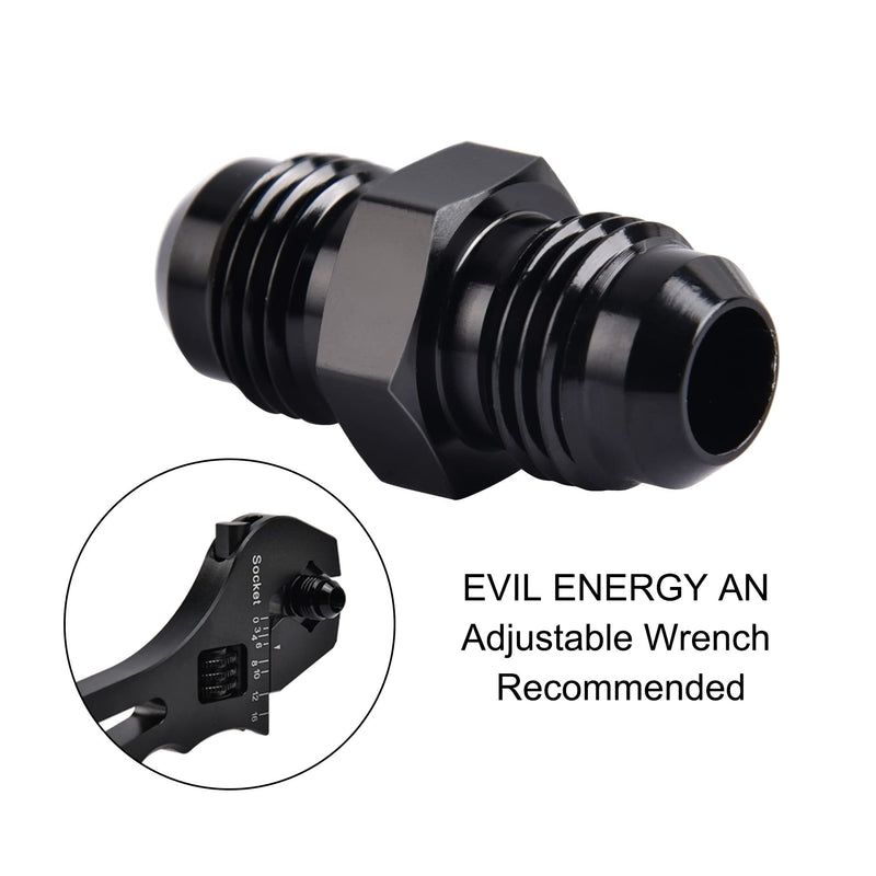 EVIL ENERGY 6AN Male to Male Flare Coupler Union Straight Fuel Hose Adapter Fitting Black 2PCS 6AN to 6AN