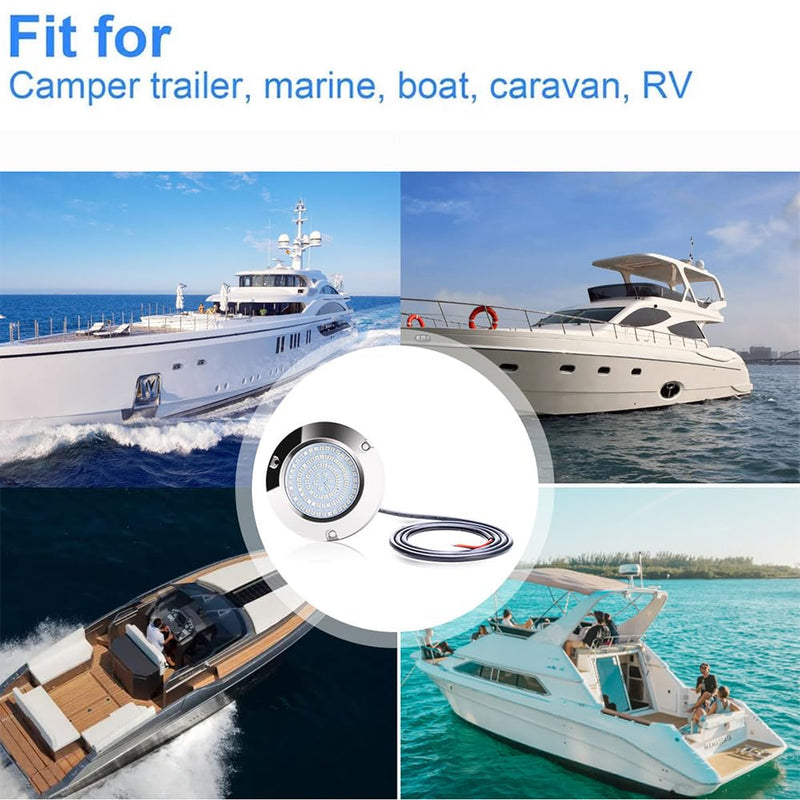 2 Pcs 3.7in Boat Lights, 90 LED Ultra-Bright Blue Marine Lighting, Waterproof Stainless Steel Lights for Deck, Courtesy, Stern, Navigation, Compatible with Pontoon, Bass Boat, Sailboat, Yacht 2Pcs Blue