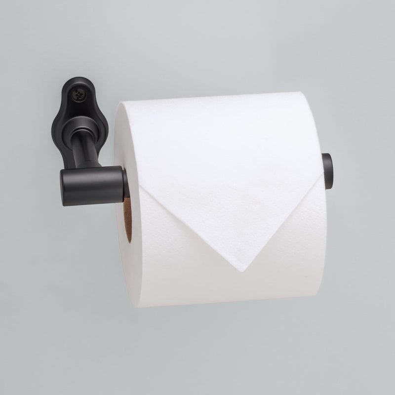 Franklin Brass Calloway (1-Pack) Toilet Paper Holder Matte Black Euro Tissue Roll Holder Single Post Toilet Tissue Holder Wall Bathroom Accessories Bath Organization/Storage CLWY51-MB