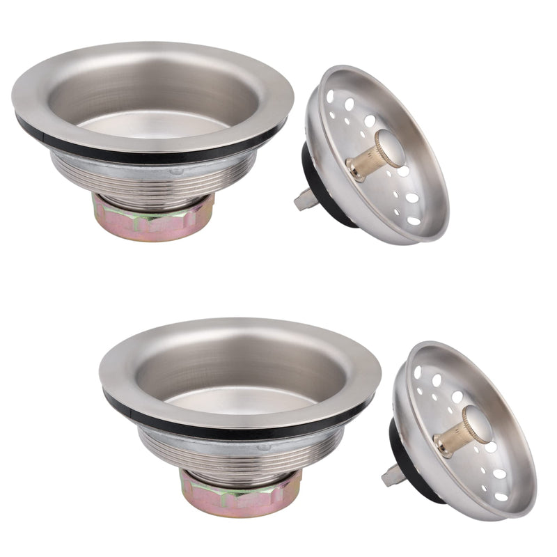 Artiwell 2-Pack Kitchen Sink Basket Strainer and Stopper, 3-1/2” Kitchen Drain Assembly with Strainer and Sink Stopper, Kitchen Sink Strainer with Stopper, Stainless (Brushed Nickel)