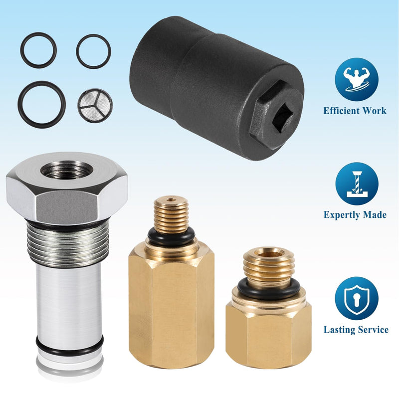 Bonbo 6.0 IPR Valve Socket & Oil Rail Adapters Kit & 6.0 High Pressure Oil Pump IPR Valve Air Test Fitting Tool with Seal Kit, Fits for Ford 6.0L Powerstroke Diesel Engine (8 Pack) 8PCS Set