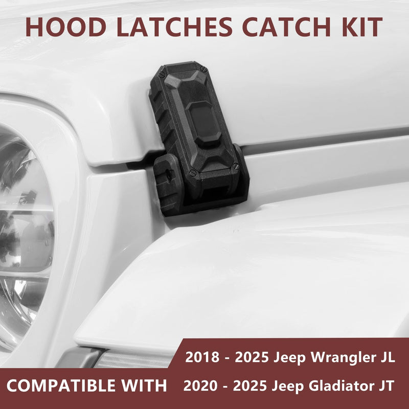 Locking Hood Latch with Keys, Jeep Hood Latch Compatible with 2018-2025 Jeep Wrangler JL JLU Jeep Gladiator JT, Anti-Theft Hood Lock Catch Latch Accessories, Dust & Water Resistant, 1 Pair(Not for JK) OEM Style - For 2018-2025 Jeep JL JLU JT