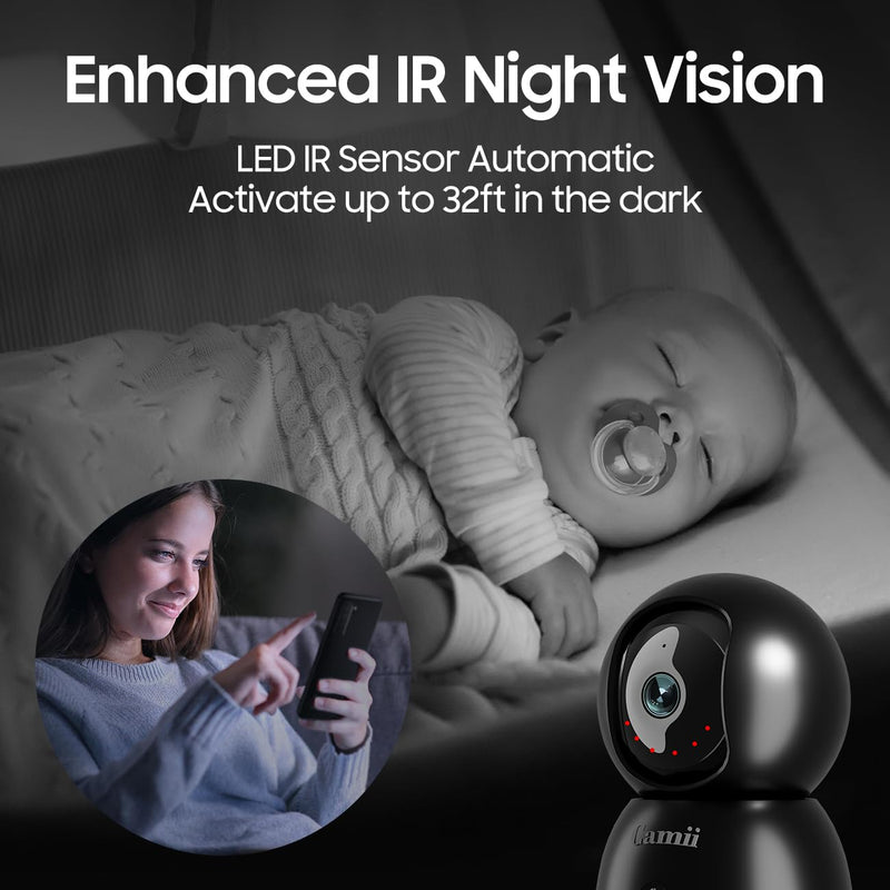 Indoor Camera, 2K Pet Cameras for Home Security Dual Band WiFi(2.4/5G), Security Camera with Phone App, 24/7 SD Card Storage, 2-Way Audio, Dog and Baby Monitor with Motion Detection, Black 2Pack