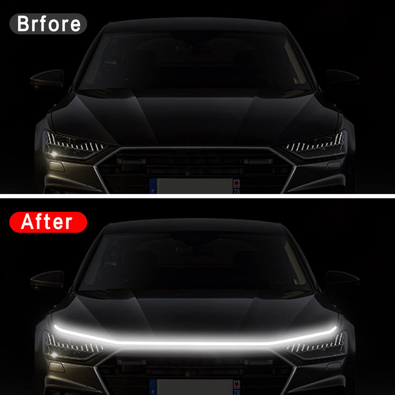 71 Inches Car Hood Light Strip,Dynamic LED Strip Light,Exterior Flexible Daytime Running Light Strip for Car,SUV (White Light) 71 Inches White