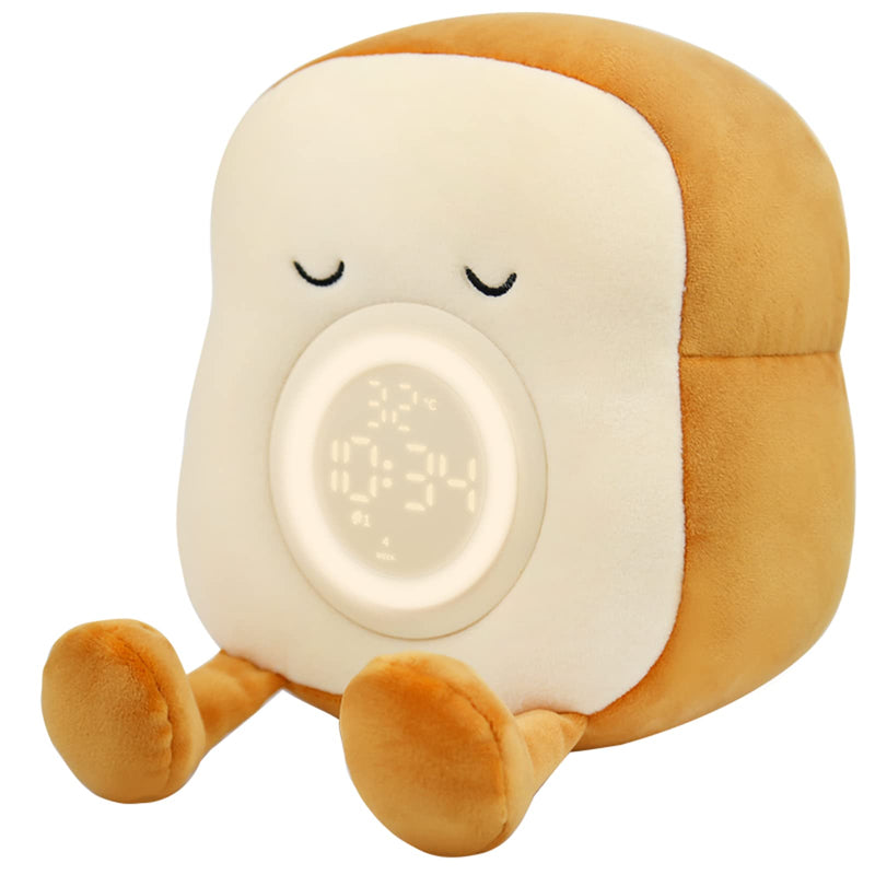 QANYI Kids Night Light Plushies, Funny Food Toast Bread Plush Cute Stuffed Alarm Clocks for Bedrooms, Cool Bedside Lamp Gifts for Women Kids 6 7 8 9 10 11 Year Old Girls