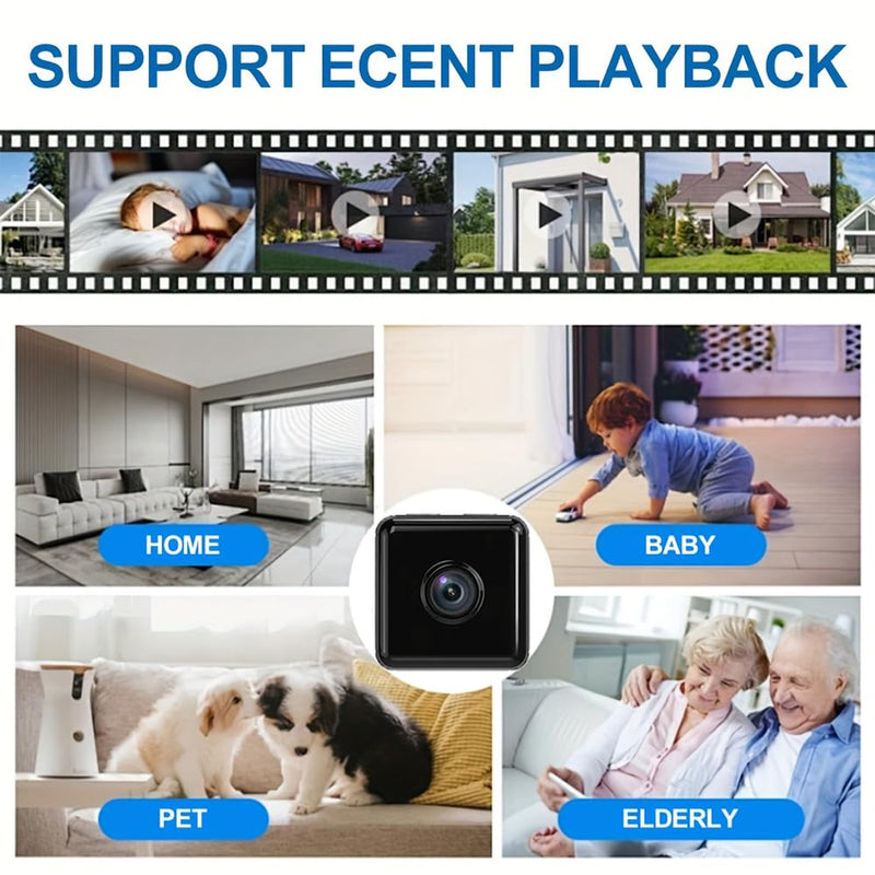Small Indoor Outdoor Camera Security Wireless Home Cameras 4K Mini WiFi Pet Camaras, HD Tiny Nanny Cam,Wide Angle,Night Vision, Home Indoor Outdoor Camara,Can No Need WiFi Cams For House Security Black Grey