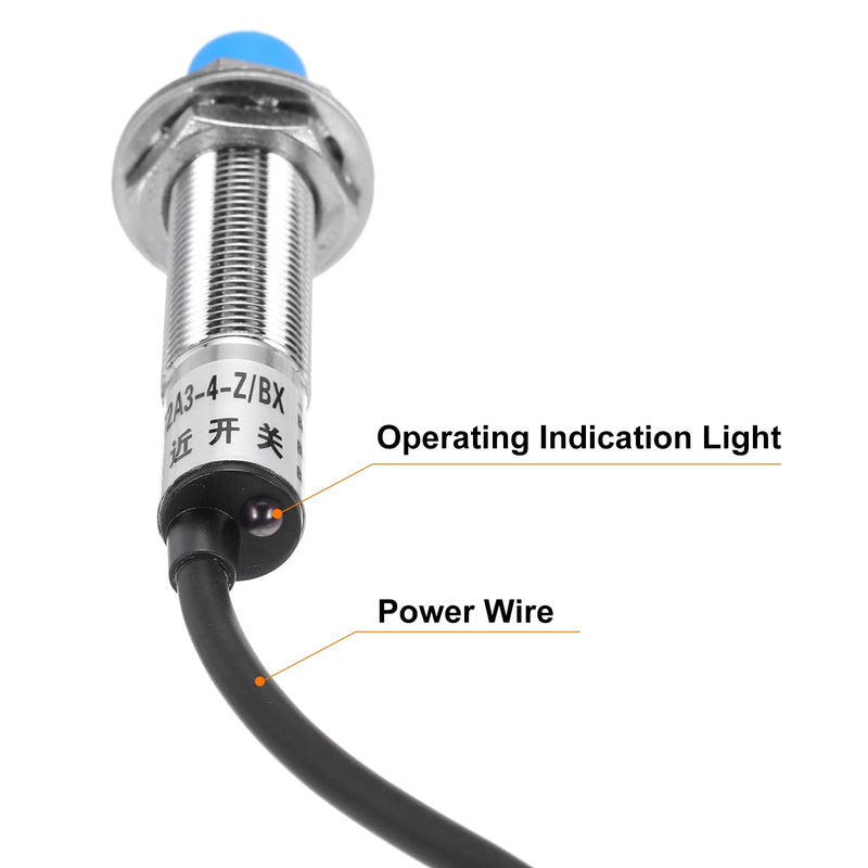 MECCANIXITY M12 Approach Sensor Inductive Proximity Sensor Switch NO Normally Open NPN 4mm Detection Distance, DC 6-36V LJ12A3-4-Z/BX, 3.9ft, 5Pcs 5