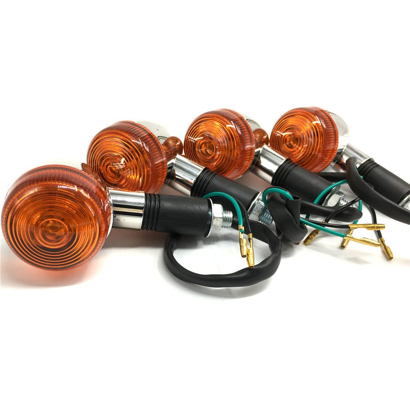 Universal 4pcs Motorcycle Turn Signals Chrome Bullet Front Rear Lights Compatible with Harley Honda Suzuki Yamaha Kawasaki Motorcycle Bobber Chopper Amber