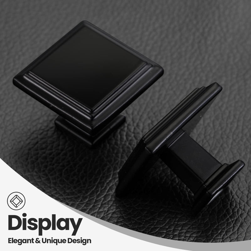 Sintuff Black Matte Cabinet Knobs Bulk 1.25 Inch Square Kitchen Drawer Knobs for Cabinet and Dresser Drawer Pulls Hardware Zinc Alloy Bathroom Kitchen Door Cupboard(20 Pieces) 20