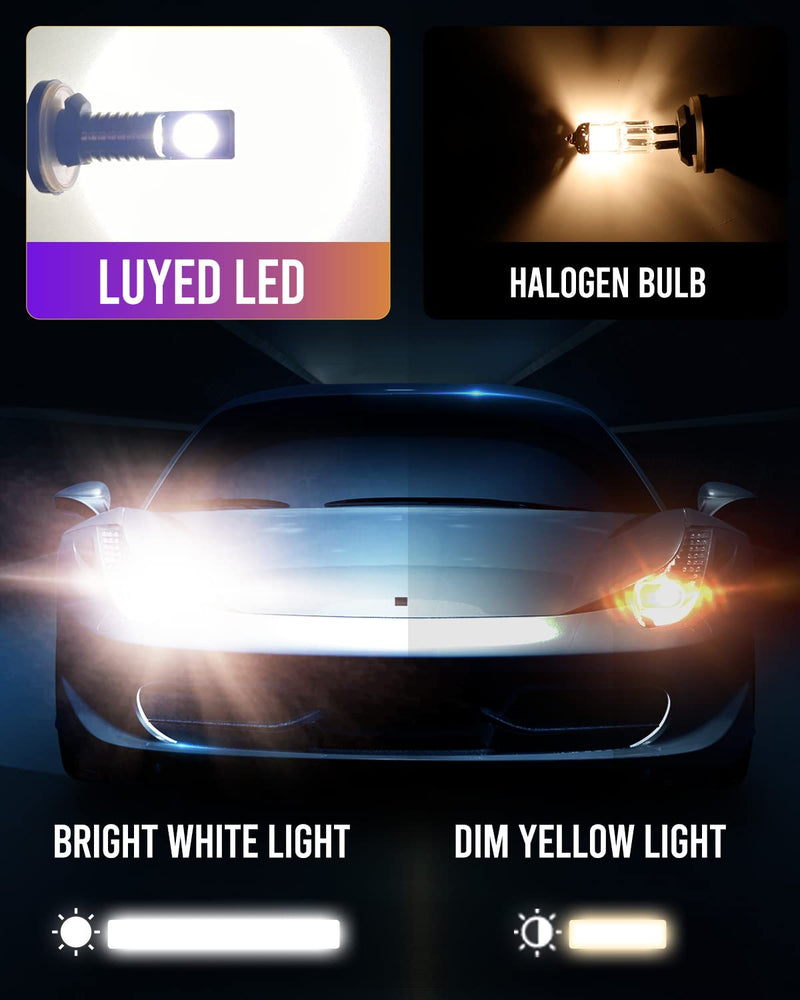 LUYED 880 Led Fog Light Bulbs,6500K Xenon White Extremely Bright 886 890 892 893 Led Bulb Replacement Fog Lights,Plug and Play,Pack of 2