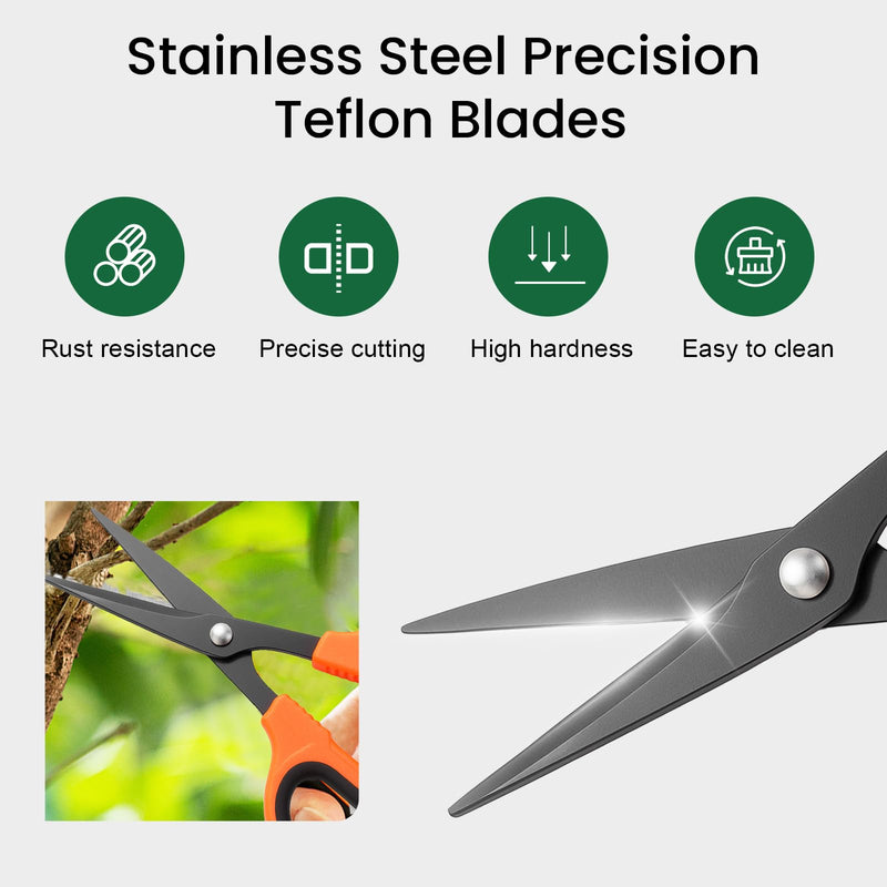 GROWNEER 6 Packs Trimming Scissors Teflon Coated Non Stick Blades Pruning Shears Gardening Hand Pruning Snips with Straight Stainless Steel Precision Blade 6.0
