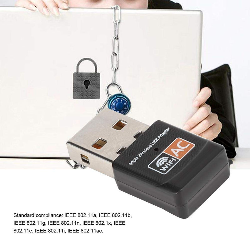 Band 802.11AC Card + CD, USB Internet Adapter Built-in PCB Antenna 100m / 109.4yd Desktop PC Connecter - 2.4G (150 Mbps) / 5G (433 Mbps)