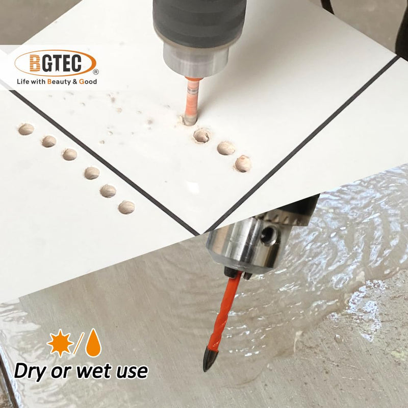 BGTEC Dry Diamond Drill Bits Set - 1/4" 6mm 5pcs Tile Cutter Hole Saw and 1/4" 6mm 5pcs Carbide Tip Drill Bits for Granite Marble Porcelain Ceramic Glass 6mm*5+6mm*5 10