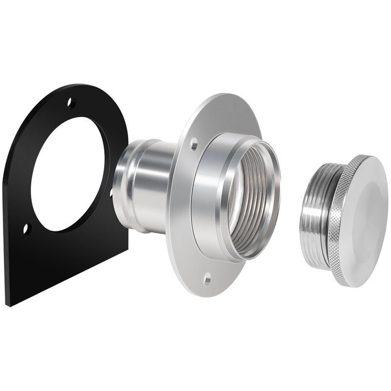 Camoo 17-2530 Remote Fuel Tank Filler Neck With Billet Aluminum Gas Cap & Weld-On Steel Mount Bracket For 2"" Hose Connection, Straight
