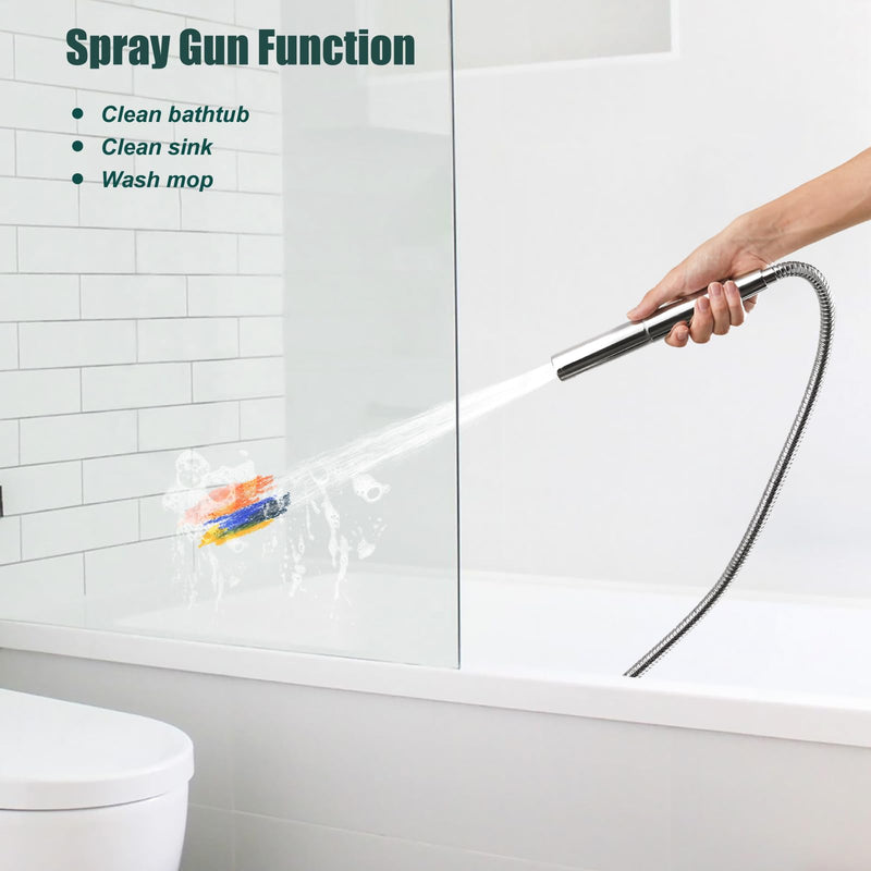 Heyalan Brass 2 in1 Function Handheld Spray Hand Shower High Pressure Handheld Sprinklert Shower Wand with Shower Hose and ABS Hand Shower Holder, Polished Chrome Basic