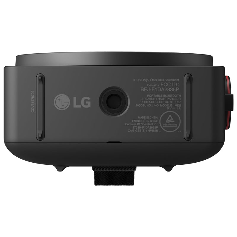 LG xboom Mini by will.i.am Portable Outdoor Bluetooth Speaker, up to 10 Hours, IP67 Dust and Water Resistant, Adjustable Hanging Strap, Black