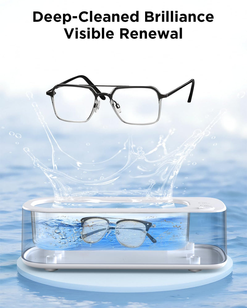 Ultrasonic Jewelry Cleaner Machine: 48KHz Ultra Sonic Cleaner for Jewelry,Eyeglass,Rings,Watch Band,Dentures,with Dual Cleaning Modes,350ML 304 Stainless Steel Tank,Gift for Wife,Mom,Daughter White