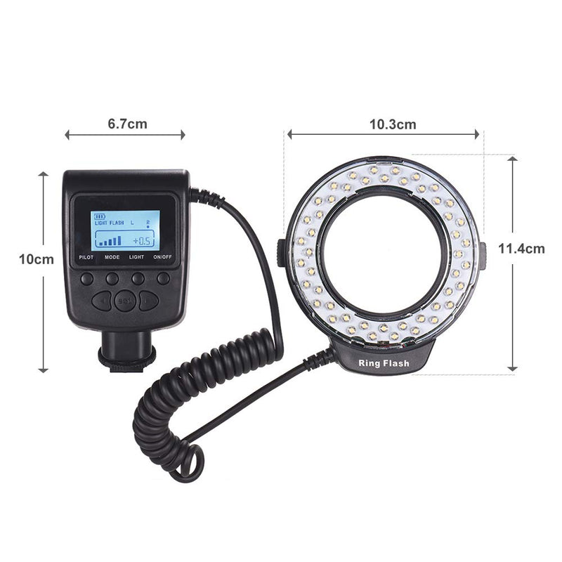 Andoer HD-130 Macro LED Ring Flash Light with LCD Display,Power Control,3 Flash Diffusers and 8 Adapter Rings for Canon Nikon Panasonic and Other DSLR Cameras