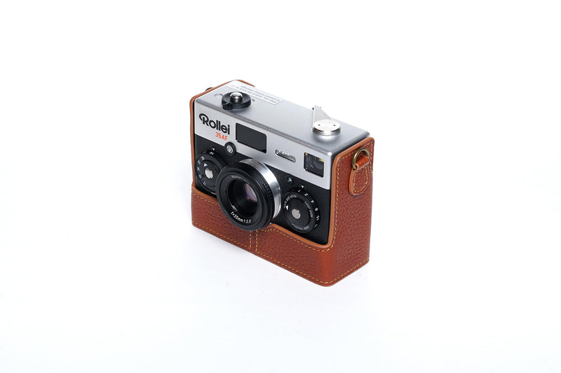 35AF Case, Handmade Genuine Real Leather Half Camera Case Bag Cover for Rollei 35AF With Lens Cover (Brown) Brown