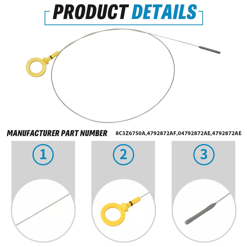 Powerstroke Diesel Engine Oil Dipstick Compatible with 2008-2010 Ford F250 F350 F450 F550 Super Duty 6.4L Replacement Oil Level Indicator Assembly 8C3Z-6750-A