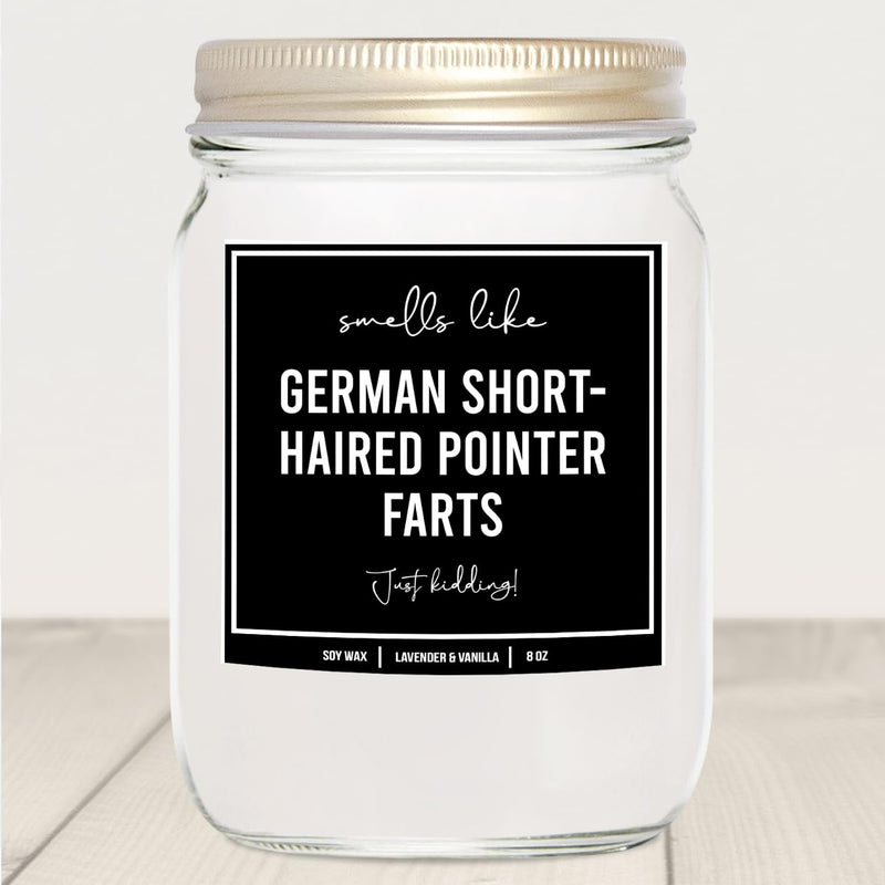 You Nique Designs German Shorthaired Pointer Gifts 8oz Dog Fart Candle, German Pointer Candle Gift - German Pointer Dog Gifts for GSP Mom, GSP Dad - Décor (Lavender & Vanilla) Lavender & Vanilla