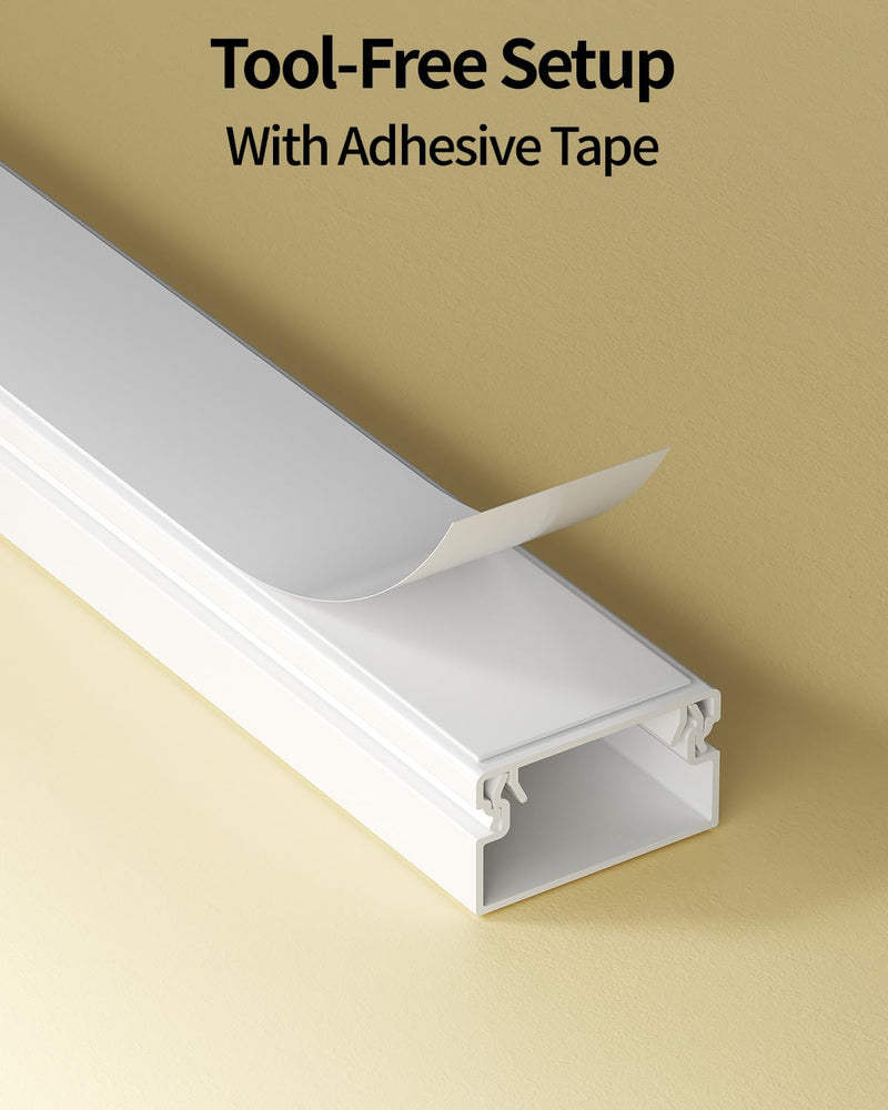Yecaye 70.8in Cord Hider for 2-3 Wires on Wall, W0.94in H0.55in, White | TV Cord Covers, Medium TV Cable Hider, Paintable Cable Raceway 70.8in L*0.94in W*0.55in H