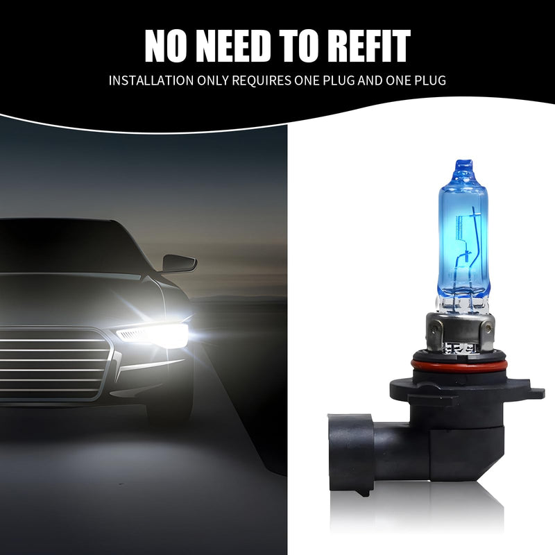 2 PCS 9006 Car Halogen Bulbs, Ultra White Light Bulbs, 12V 100W Front Fog Light Bulb, Super Bright High Beam Low Beam Bulb Auto Lights Universal for Most Cars, Trucks, SUVs (White) 2 PCS White #9006
