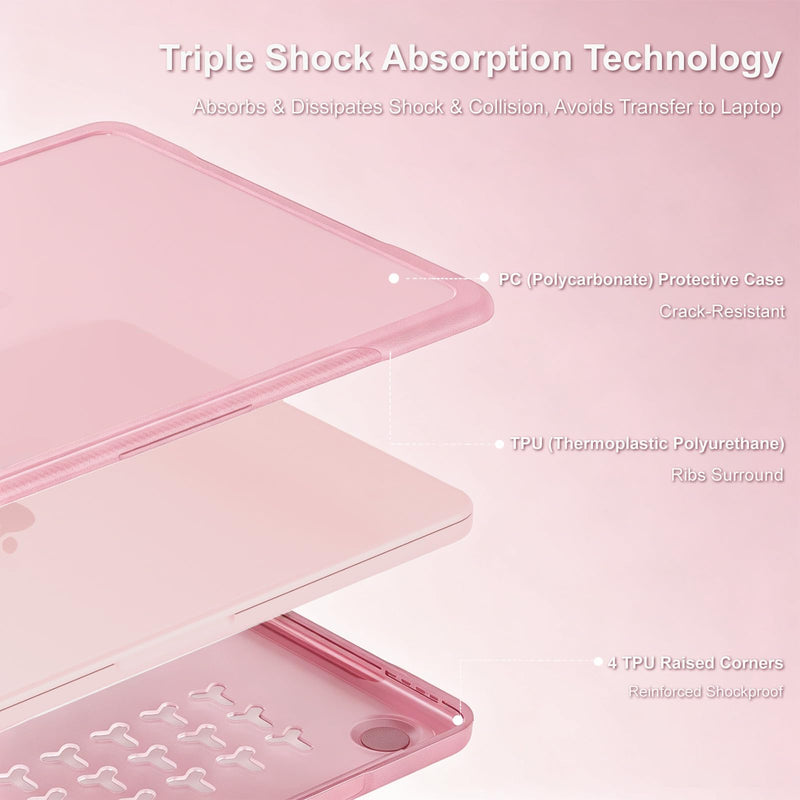 MOSISO Compatible with MacBook Neo Case 13 inch 2026 A3404 A18 Pro Chip | Crack-Resistant Hard Shell with Textured Carbon Fiber&Keyboard Cover&Screen Film&Type C, Rugged Protection, Blush