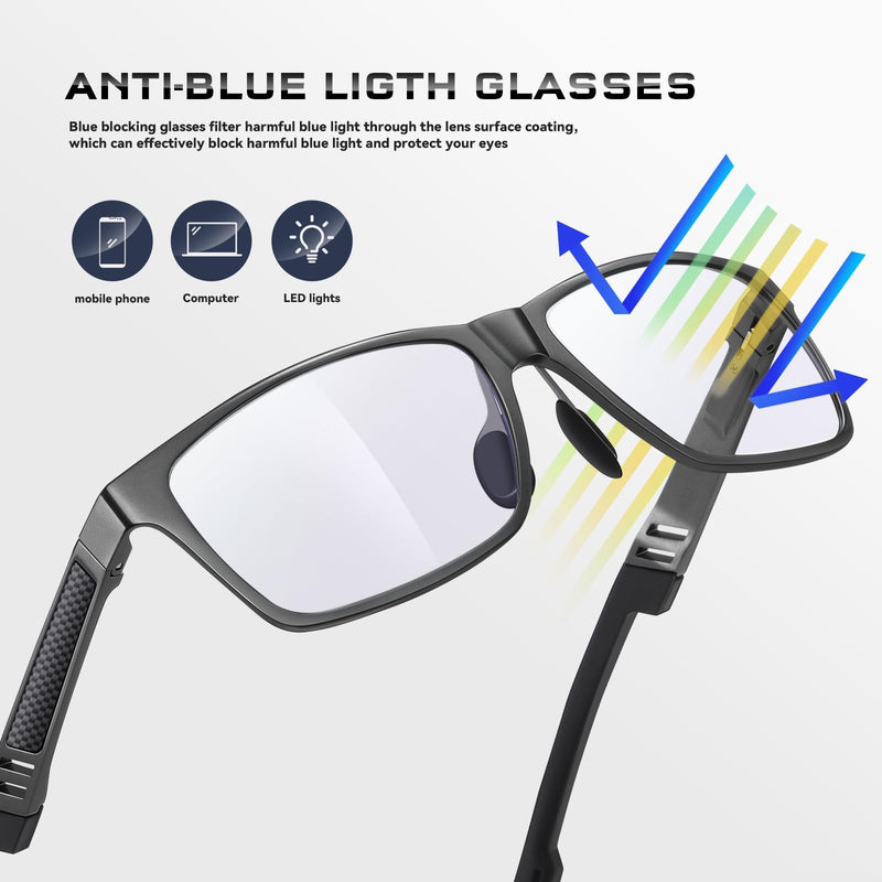 Blue Light Blocking Glasses Metal Frame for Men/Woman Gaming Computer Screen Glasses A01-metallic Gray