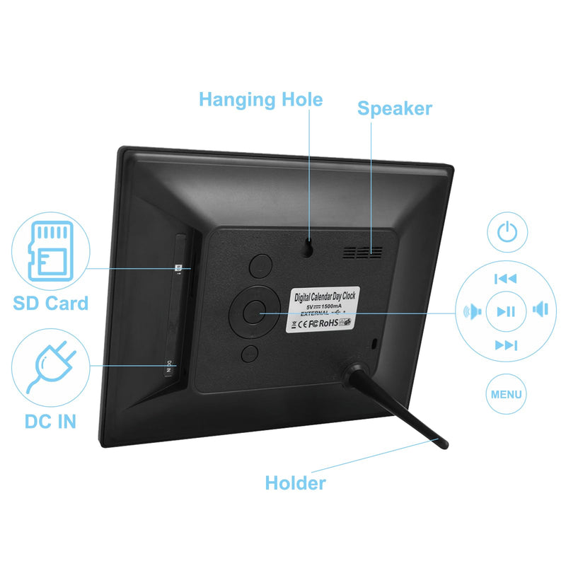 TMC 【New 2026】 Dementia Clock Large Digital Clock for Seniors, Large Display with Custom Alarms, Digital Calendar Alarm Day Clock with Day & Date for Elderly, Clear Numbers Alzheimer (Black, SD) 8010-black