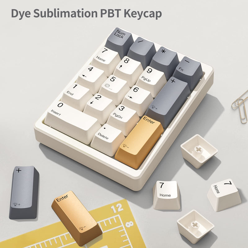 Number Pad, Mechanical Numpad Wired USB Standard 17 Keys Numeric Keypad with PBT Keycaps White Backlit Keypad for Laptop PC TKL Keyboards (Brown Switch) Brown switch