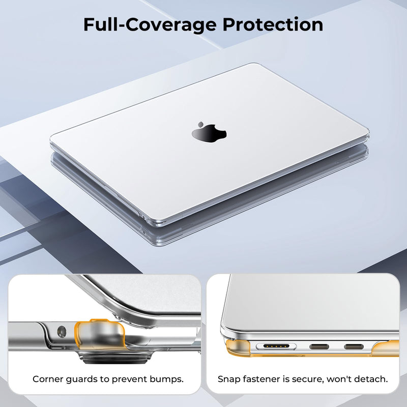 EooCoo for MacBook Air 13 inch Case M5 M4 M3 M2 2026-2022, Crystal Clear | 6-in-1 Essential Starter Kit, Scratch & Shock Resistant, Keep Original Look & Logo, Lightweight, For Campus, Office & Travel MacBook Air 13-inch