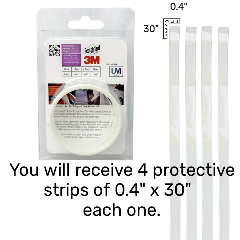 3M-4Door Door Edge Paint Protection Film 3M-PPF PRE-Cut Strips Car Door Protector Edge Guard Scratch 8mil Strips Clear Invisible Universal Car Truck (4 Doors) 4 Doors