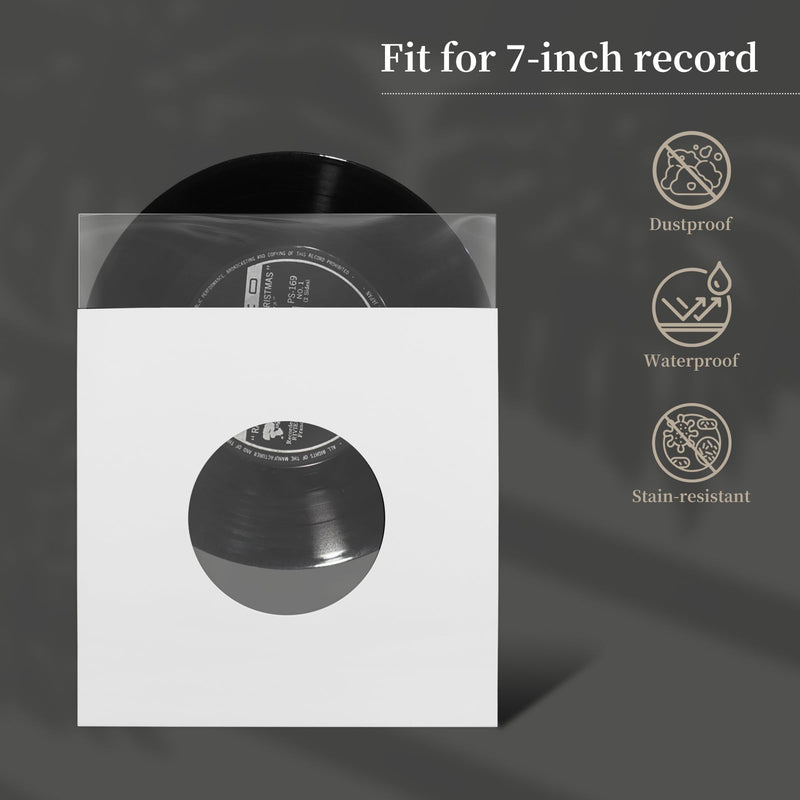 20 Pcs 7 Inch Vinyl Record Paper Jackets, Anti-Static Record Sleeve Covers, Acid-Free White Paper Vinyl Sleeves for 45 RPM Singles (Style A) Style A