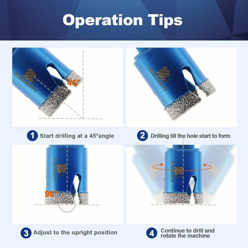 4 1/2 Inch Diamond Core Drill Bit for Porcelain Tile Ceramic Marble Granite Drilling,BRSCHNITT Vacuum Brazed Diamond Hole Saw with 5/8-11 Thread 115mm(4 1/2")