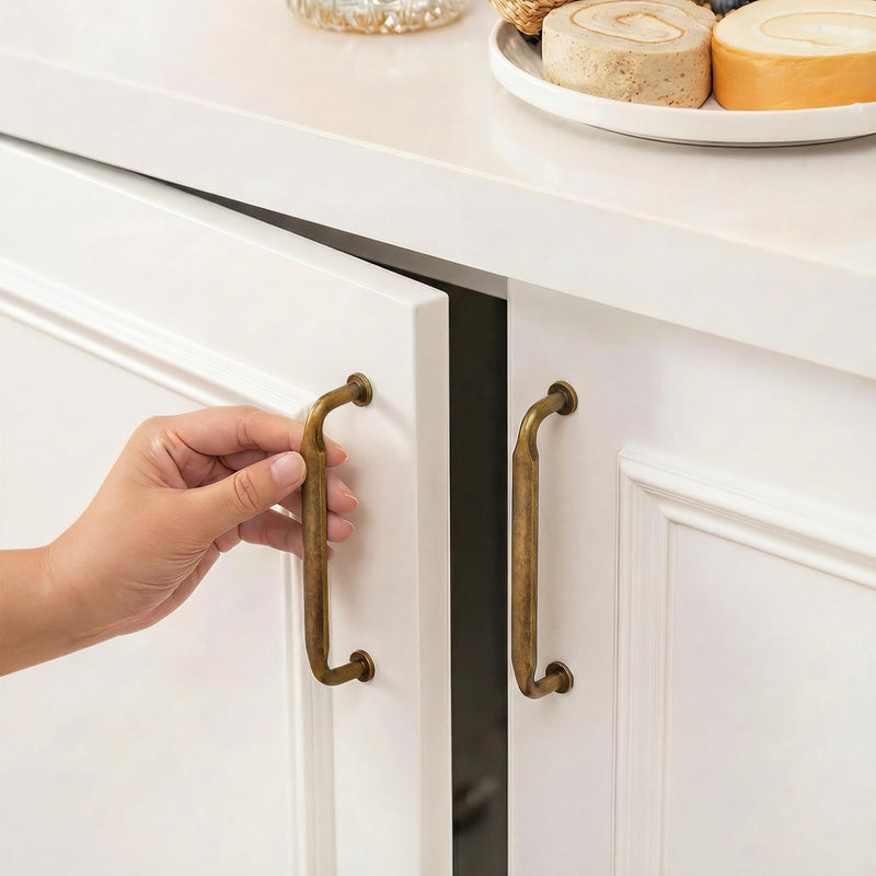 Goldenwarm 10 Pack 5 Inch Antique Brass Cabinet Pulls Vintage Retro Brass Drawer Pulls Kitchen Cabinet Handles Solid Zinc Alloy Hardware for Cupboard, Bathroom, Dresser 5 Inch Hole Center
