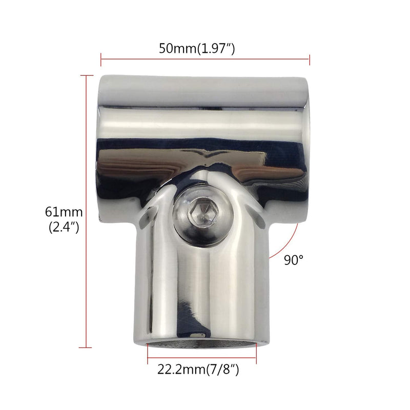 NRC&XRC Heavy Duty 316 SS Polished Boat Hand Rail Fitting- 90 Degree T/Tee Hinged/Split for 7/8" OR 1 INCHTube 7/8"