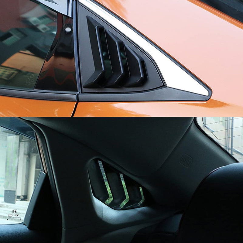 for 10th Gen Civic Sedan Rear Side Window Louvers Air Vent Scoop Shades Cover Blinds Racing Style Compatible with Civic Sedan 2021 2020 2019 2018 2017 2016 (Matte Black) Matte Black