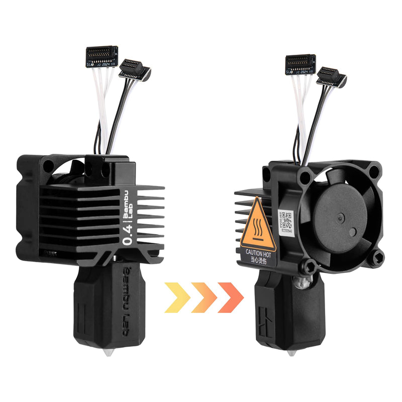 Bamboo Lab P1P, P1S Hotend Complete Kit for P1 Series 3D Printer, Full Assembly Hardened Steel Hot End with Fan, Thermistor, Ceramic Heater, 0.4mm Nozzle, and Extruder Heating Block Replacement 0.4mm P1 series Hotend Hardened Steel