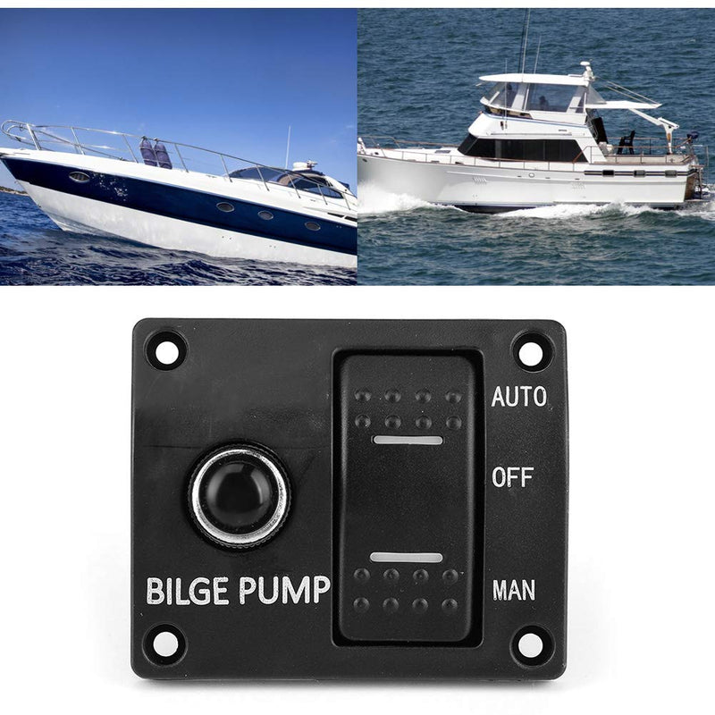 Switch Panel Connect Cable, Qiilu Bilge Pump Switch, 3-Way Bilge Pump Switch Panel Auto/Off/Manual 12V 24V with LED Indicator Built-In 15A Circuit Breaker