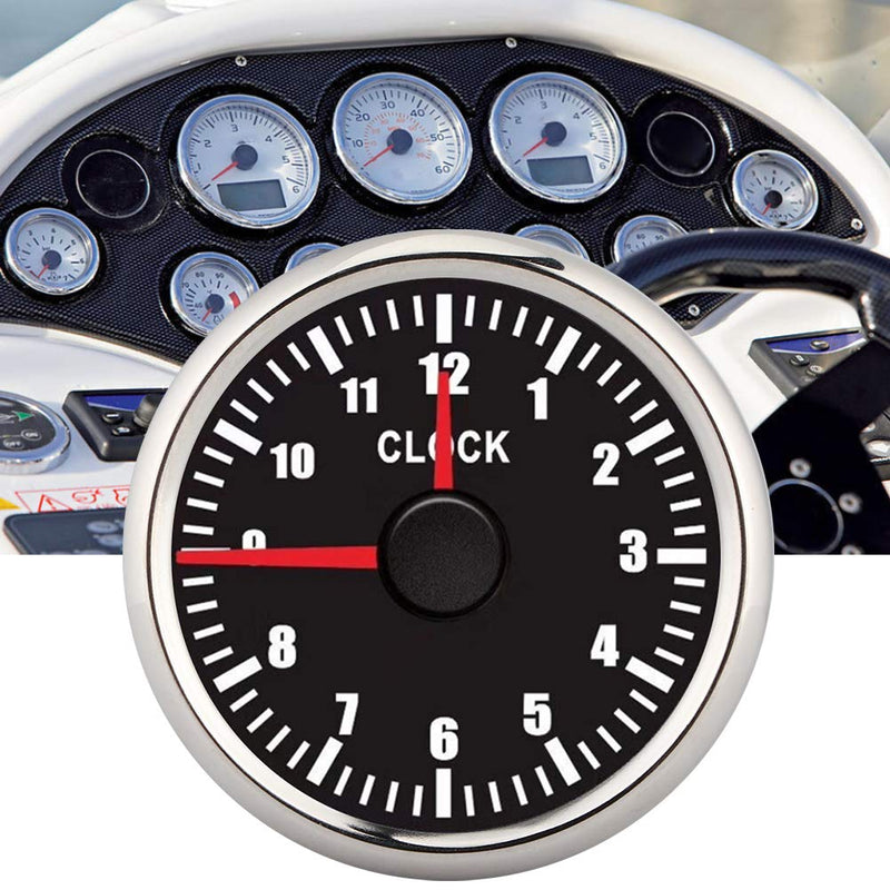 2in Universal 0 12 Hourmeter Clock Instrument Panel Gauges Display Red Backlight 12V 24V for Car Boat Yacht Automotive Clocks The of Low Power Consumption Long Life and high pr (Black) Black