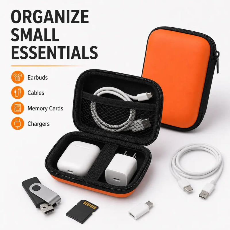 2.5 Inch EVA Organizer Case, Portable Camera Accessory Bag, Hard Shell Storage Pouch for Earbuds, Data Cables, Chargers and Small Items Purple