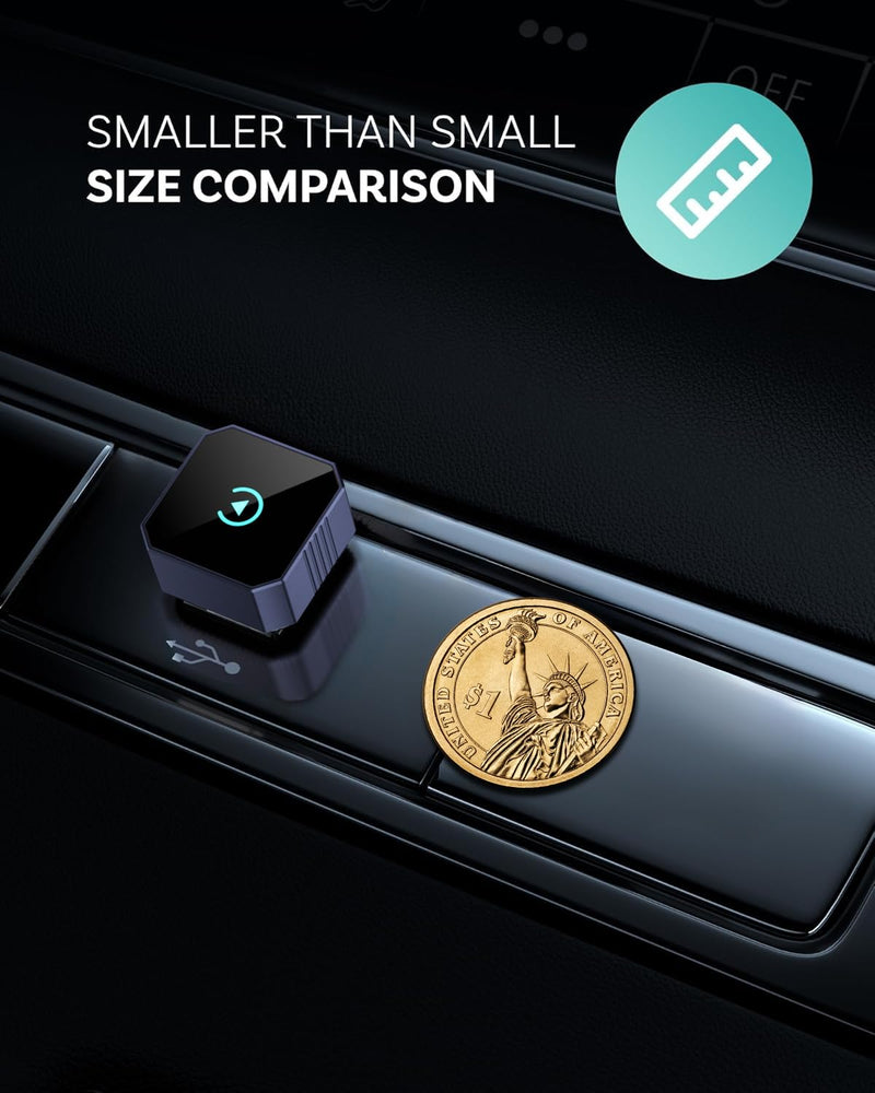 Wireless CarPlay Adapter for iPhone＆Android, 2026 Upgraded Car Play Mini Wired to Wireless Adapter for CarPlay ＆Android Auto Plug and Play Stable Connection & No Latency for iPhone iOS 10+ Blue