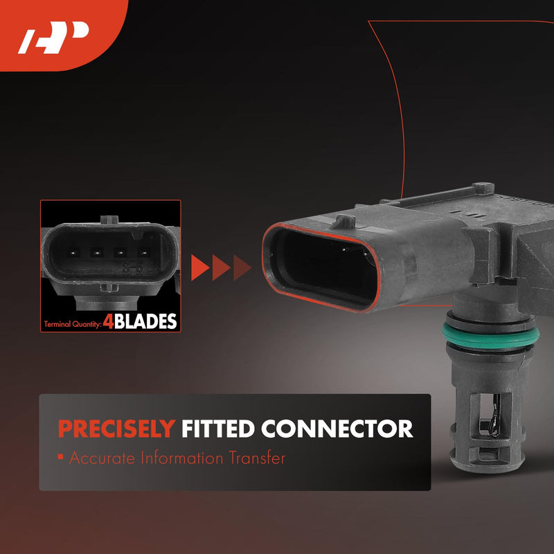 A-Premium Manifold Pressure (MAP) Sensor [4 Pins] Compatible with BMW 320i, 328i, 335i, X5, 528i, 535i, 550i, X3, 428i, 435i, X1, 740i, 750i, 228i, X6, 640i, 650i, X7, X4, 135i, 320i/328i/330i xDrive