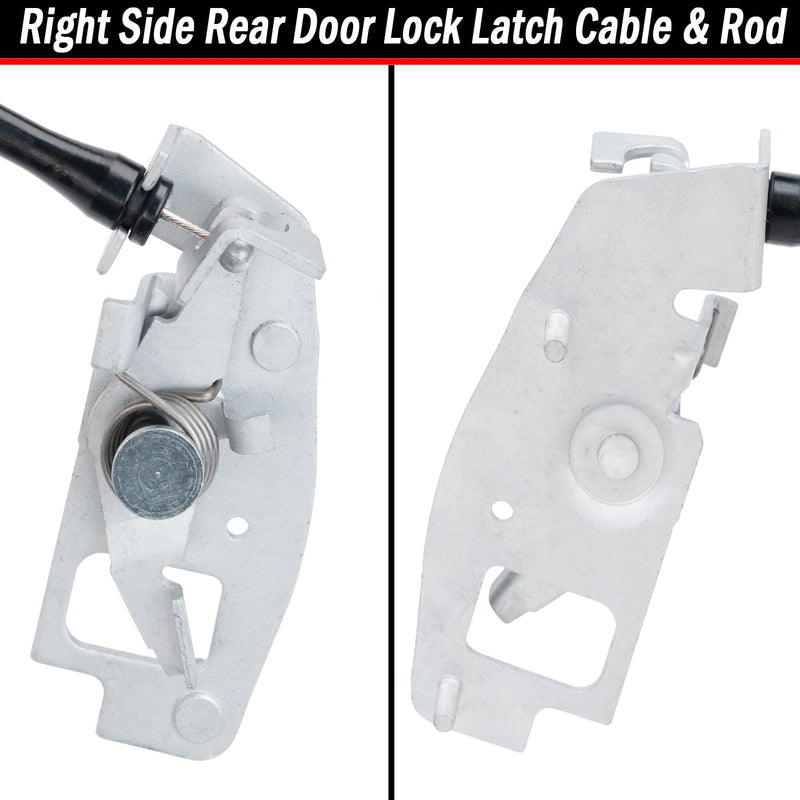 Rear Door Lock Latch Cable & Rod - Right Passenger Side - Fit for 1992-2019 Ford E150 E250 E350 E450, Back Cargo Door Latch Cables Kit Replaces# 8C2Z-15431A02-C AC2Z-15431A02-A 6C2Z-15431A02-AA Rear Right Passenger Side