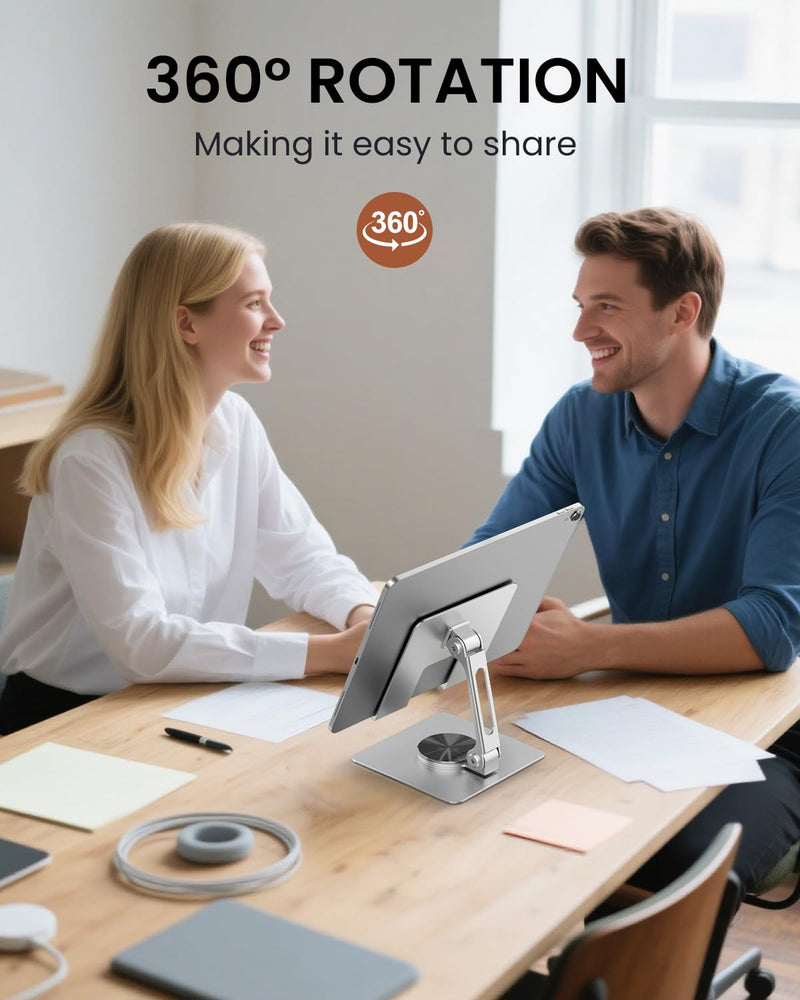 Tablet Stand 360° Rotating,Adjustable & Foldable, Super Sturdy Super Stable & Portable Tablet Holder for Office, Kitchen Compatible with iPad9.7,10.5,12.9, iPad Pro 11/12.9/13Air/Mini/Pro
